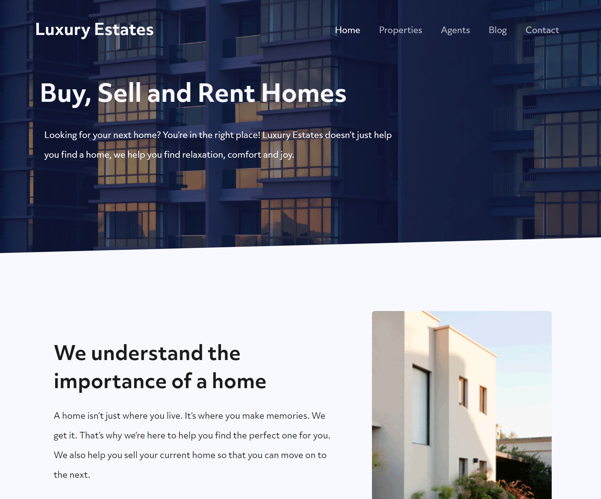 Luxury Estates homepage